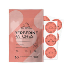 Thrivia Berberine Patches packaging with patches on a white background