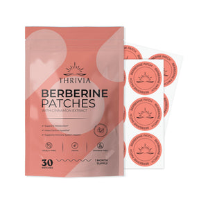 Thrivia Berberine Patches packaging with patches on a white background