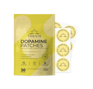 Thrivia Dopamine Patches packaging with patches on a white background
